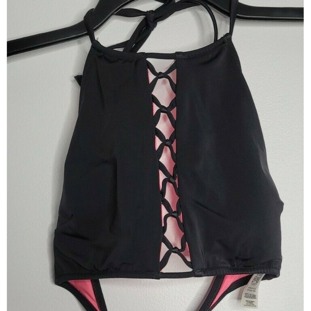 Victoria's Secret PINK Strappy High-Neck Halter Bikini Swim Top Black Small AA-C